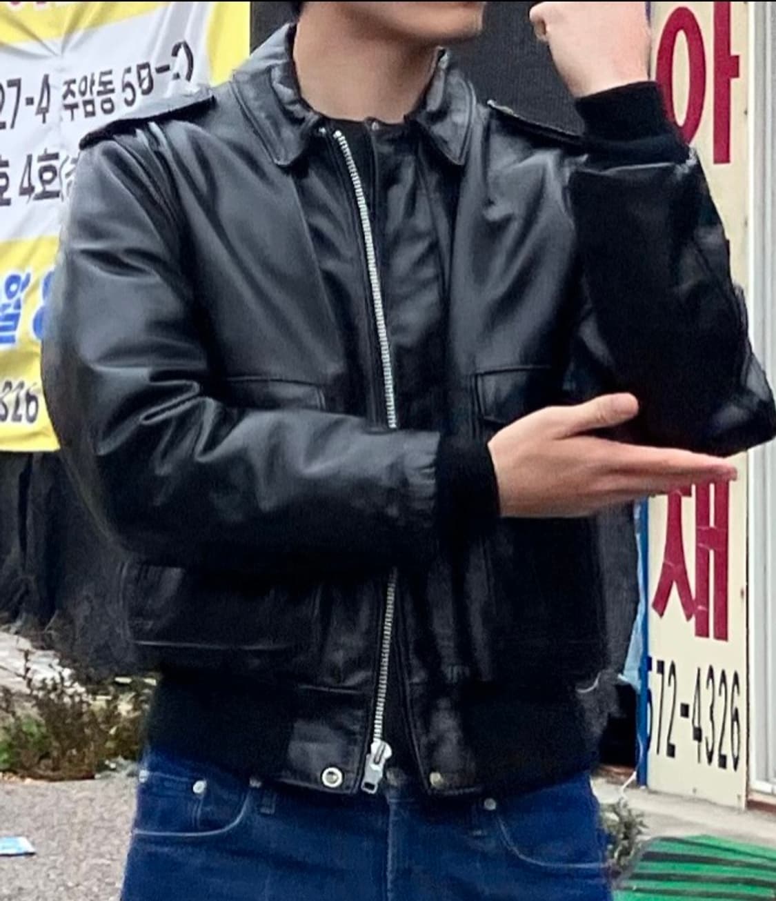 (40) 쇼트 A-2 레더자켓 블랙 상품이미지1