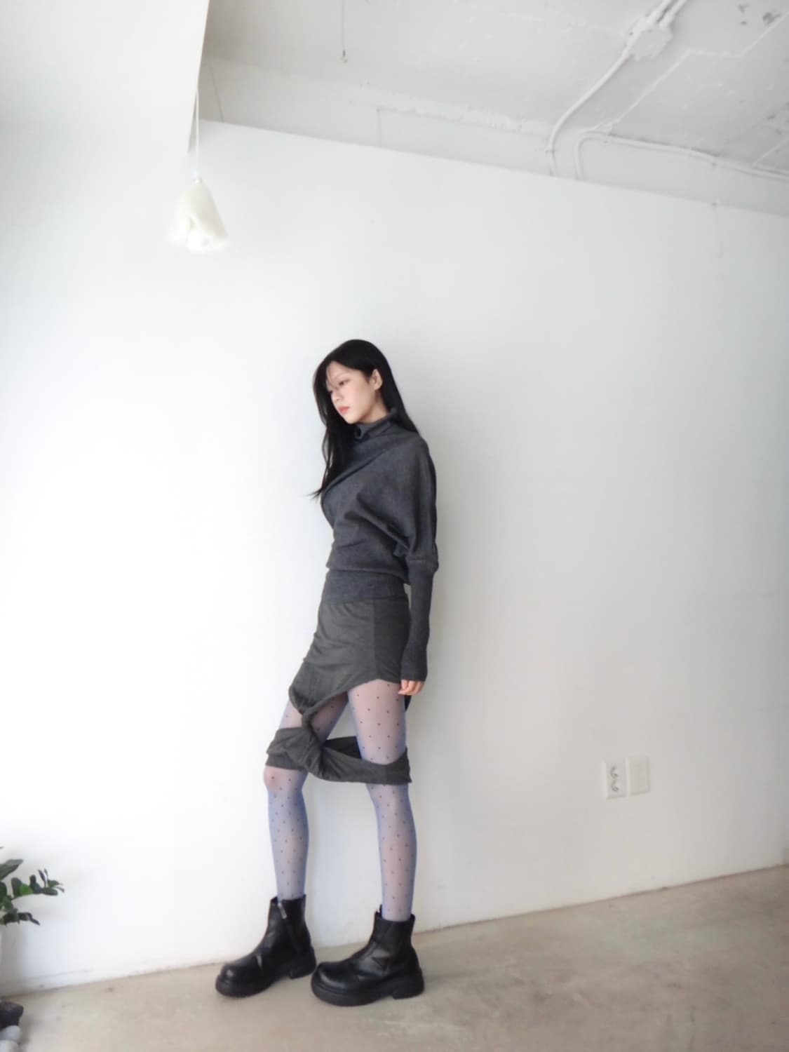 Round drape knit / grey 상품이미지6