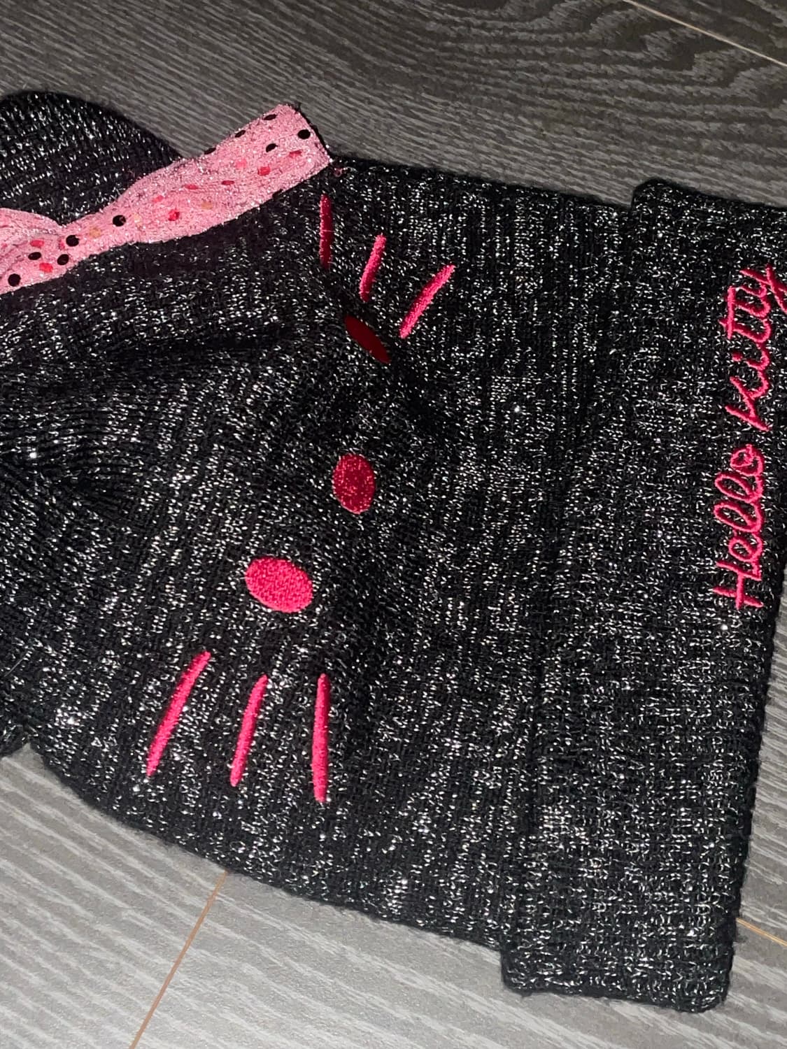 12s 고전키티 헬로키티 산리오 갸루 글리터 리본 네코미미 블랙핑크 비니 상품이미지3