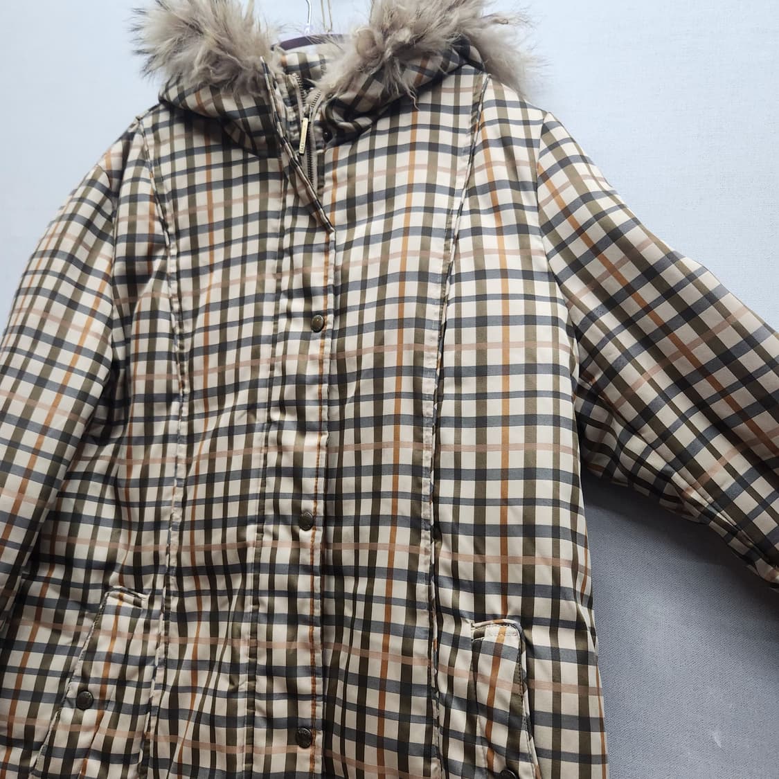 닥스 시그니쳐 체크 후드퍼 패딩 L 상품이미지2