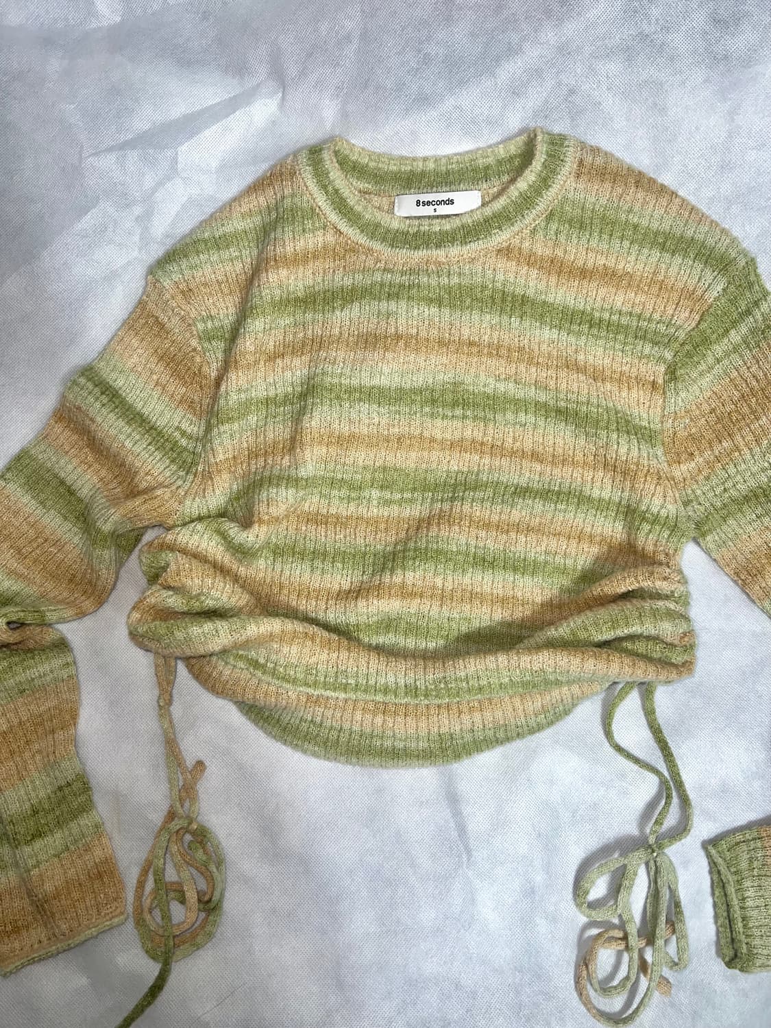 니트) 사이드 스트랩 그라데이션 풀오버 라이트 그린 상품이미지2