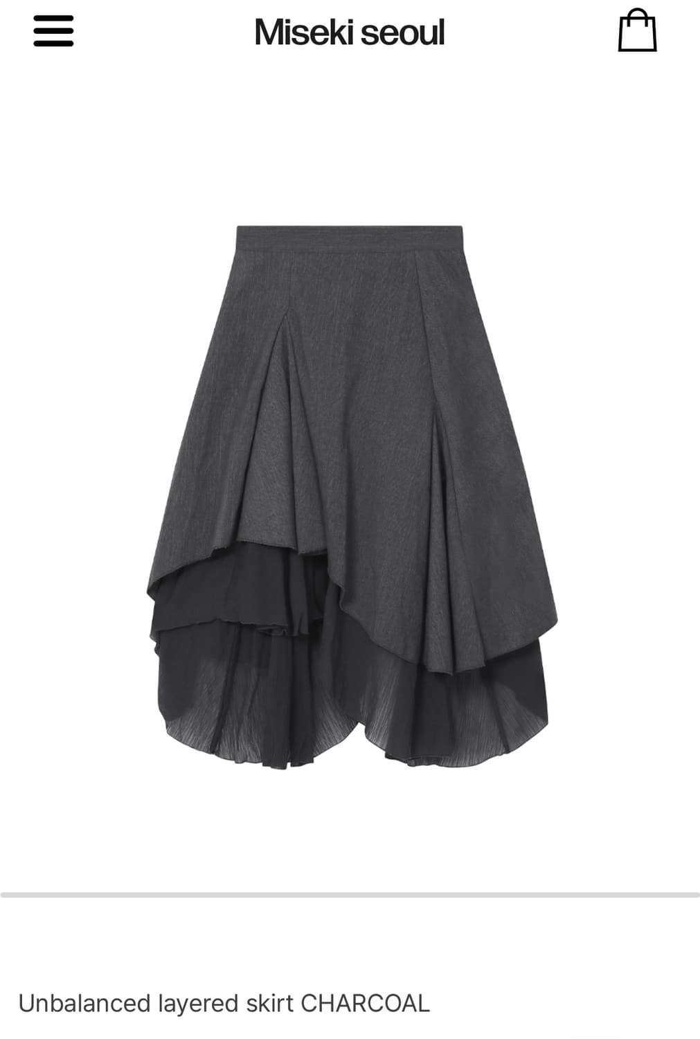 미세키서울 언말란스드 레이어드 스커트 차콜 2 사이즈 상품이미지1