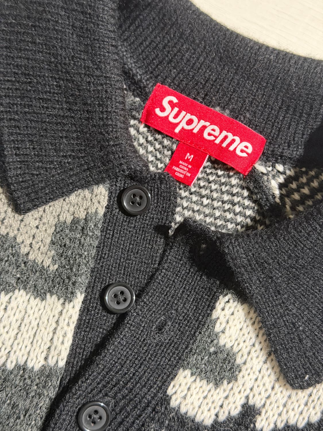 슈프림 카모 패턴 니트 폴로 M 상품이미지3
