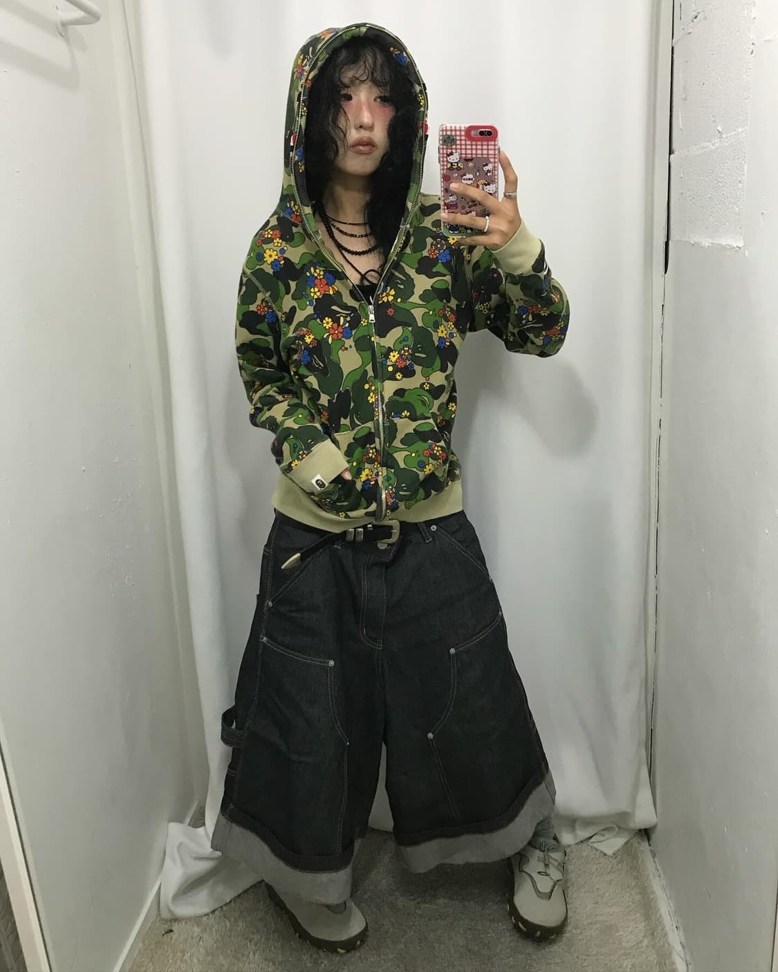 Bape Flower Camouflage Shark Hood Zipup 상품이미지5