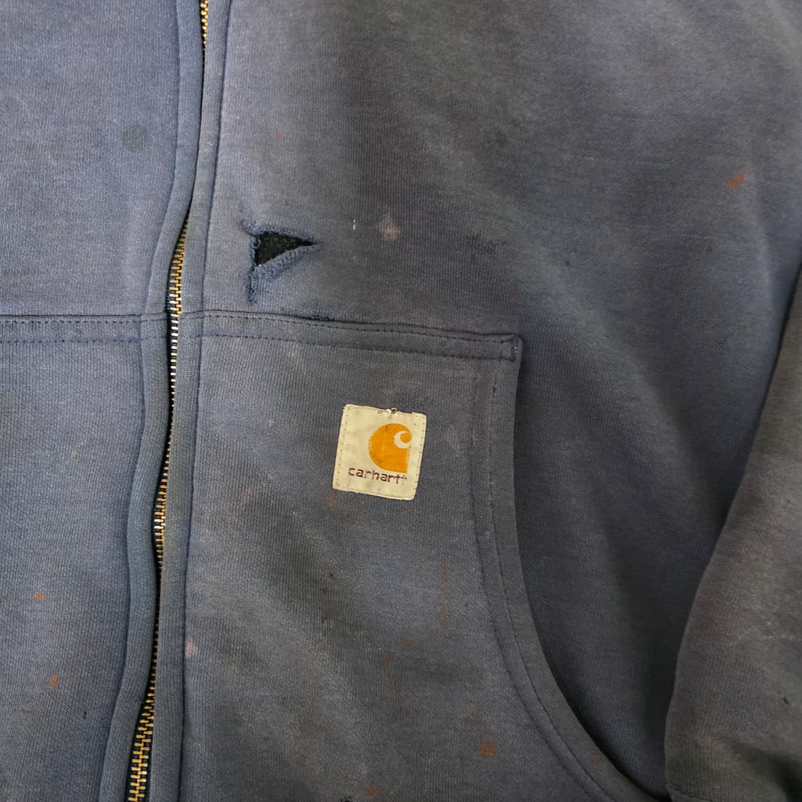 [XL] 빈티지 칼하트 더블페이스 트래쉬드 썬페이드 써멀 후드집업 네이비 상품이미지4