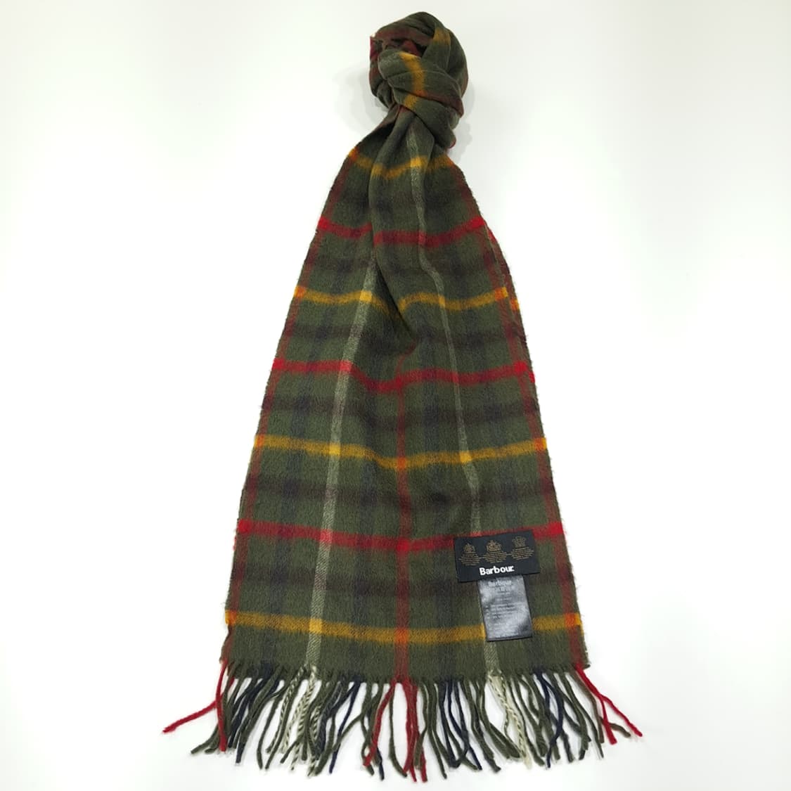 MX584 바버 램스울캐시미어 타탄체크 올리브 머플러 목도리 상품이미지1