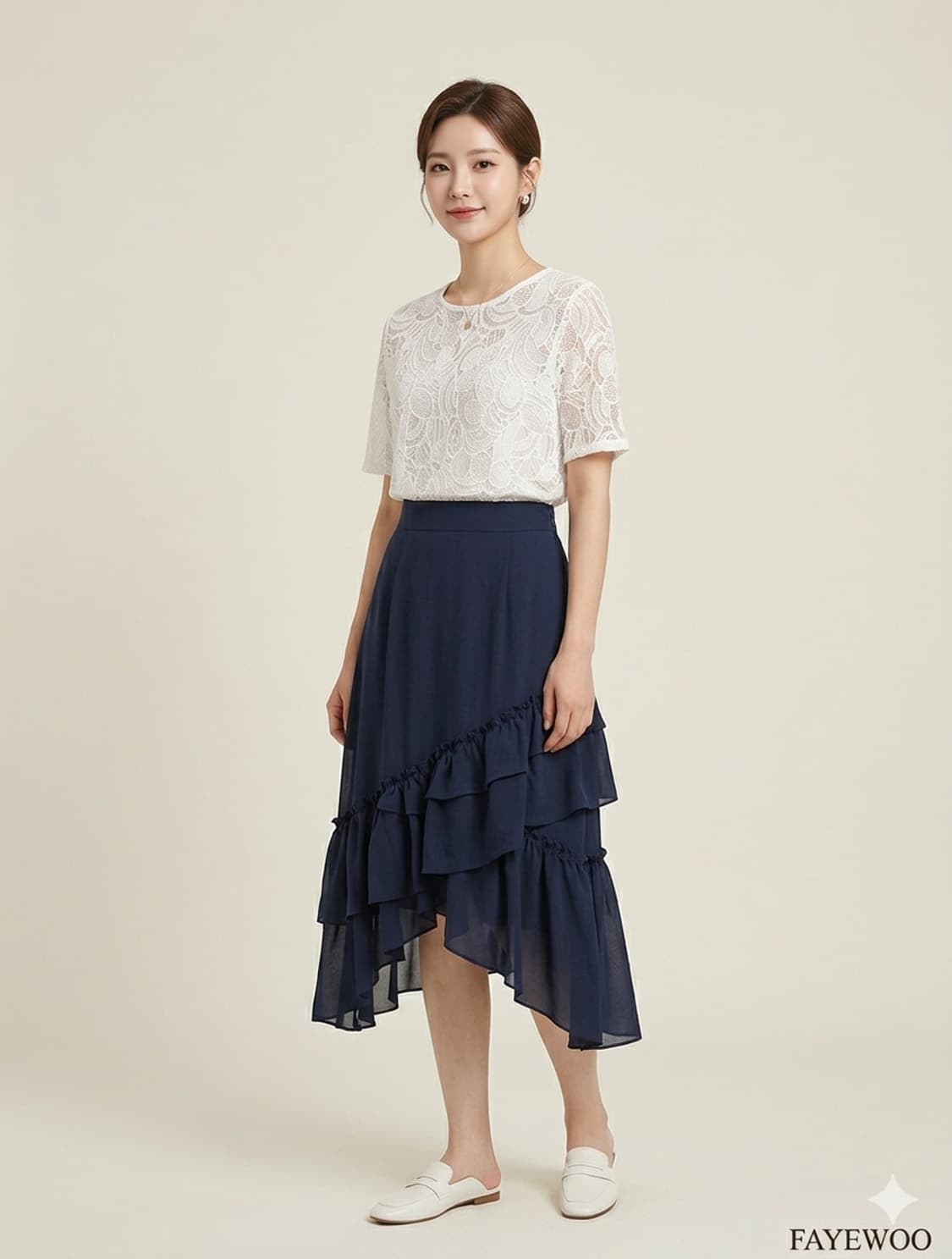 ♧ 페이우 FAYEWOO 화이트 레이스 반팔 블라우스 55 상품이미지10