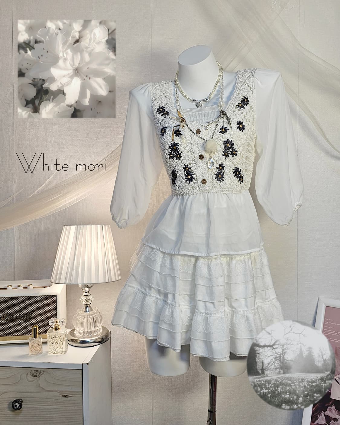 White mori look style set 상품이미지1
