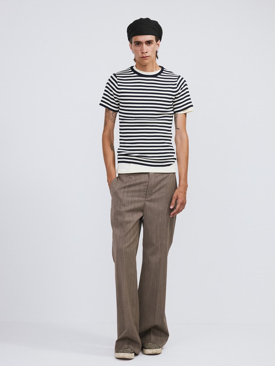 렉토 26SS 마리나 썸머 반팔 니트 탑 카라 니트 네이비 상품이미지2