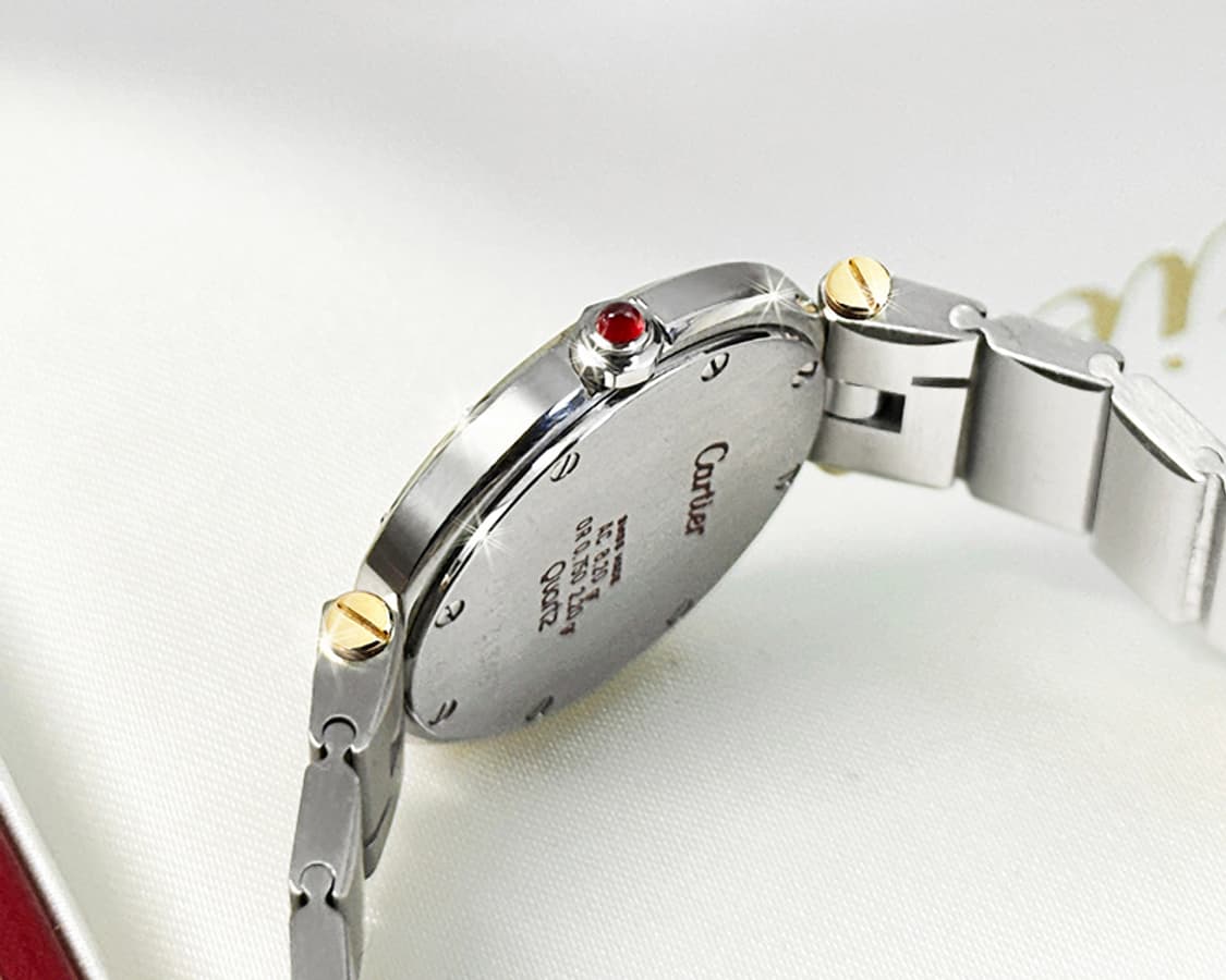 까르띠에 산토스 희귀 와인 다이얼 여성용 콤비 다이아 시계 상품이미지6