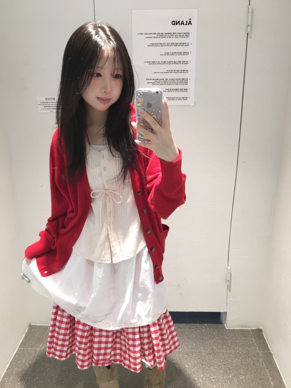 빈티지 딸기 레드 체크 모리 코디세트 상품이미지3