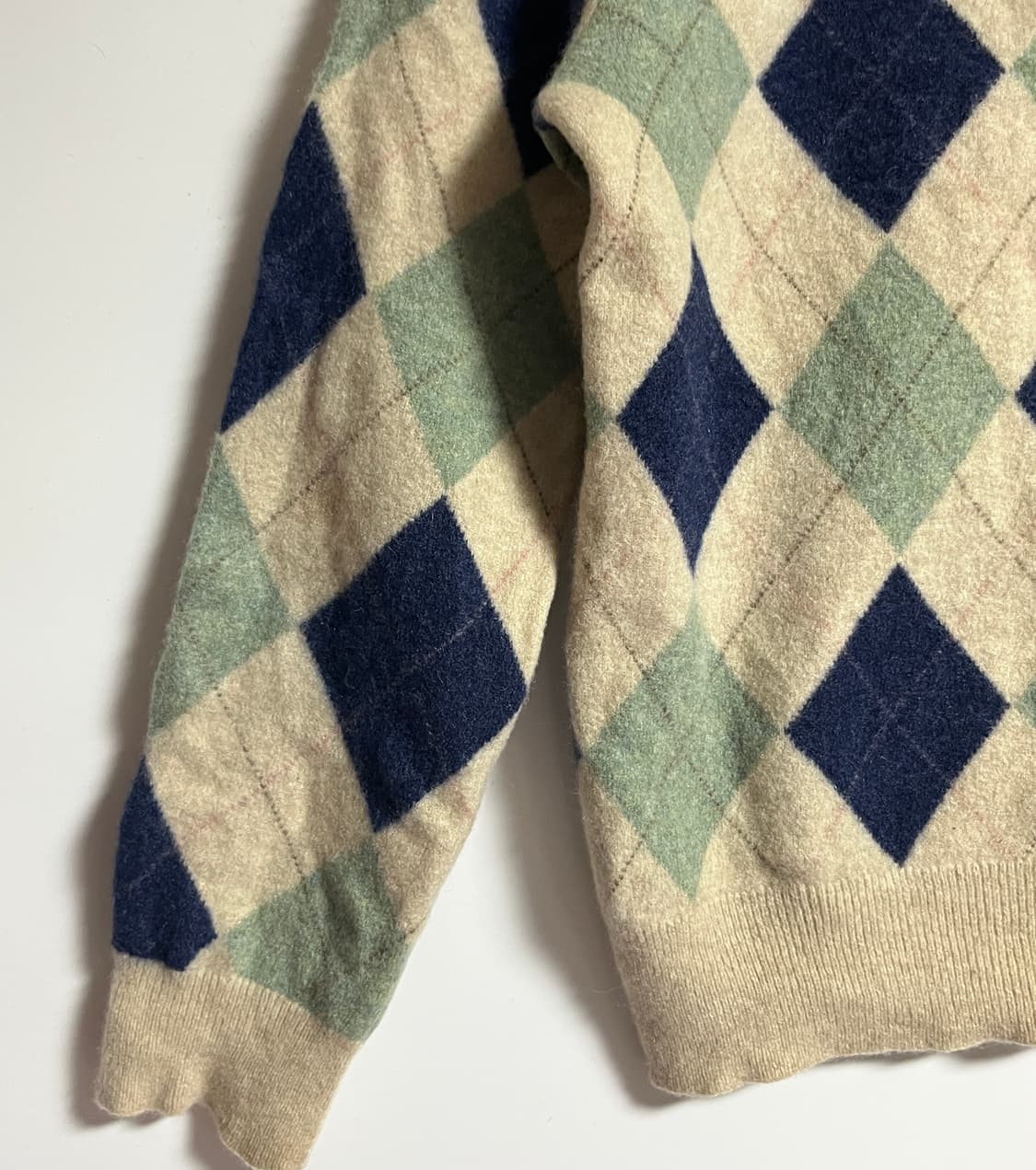 폴로랄프로렌 아가일 브이넥 캐시미어 니트 스웨터 M 상품이미지3