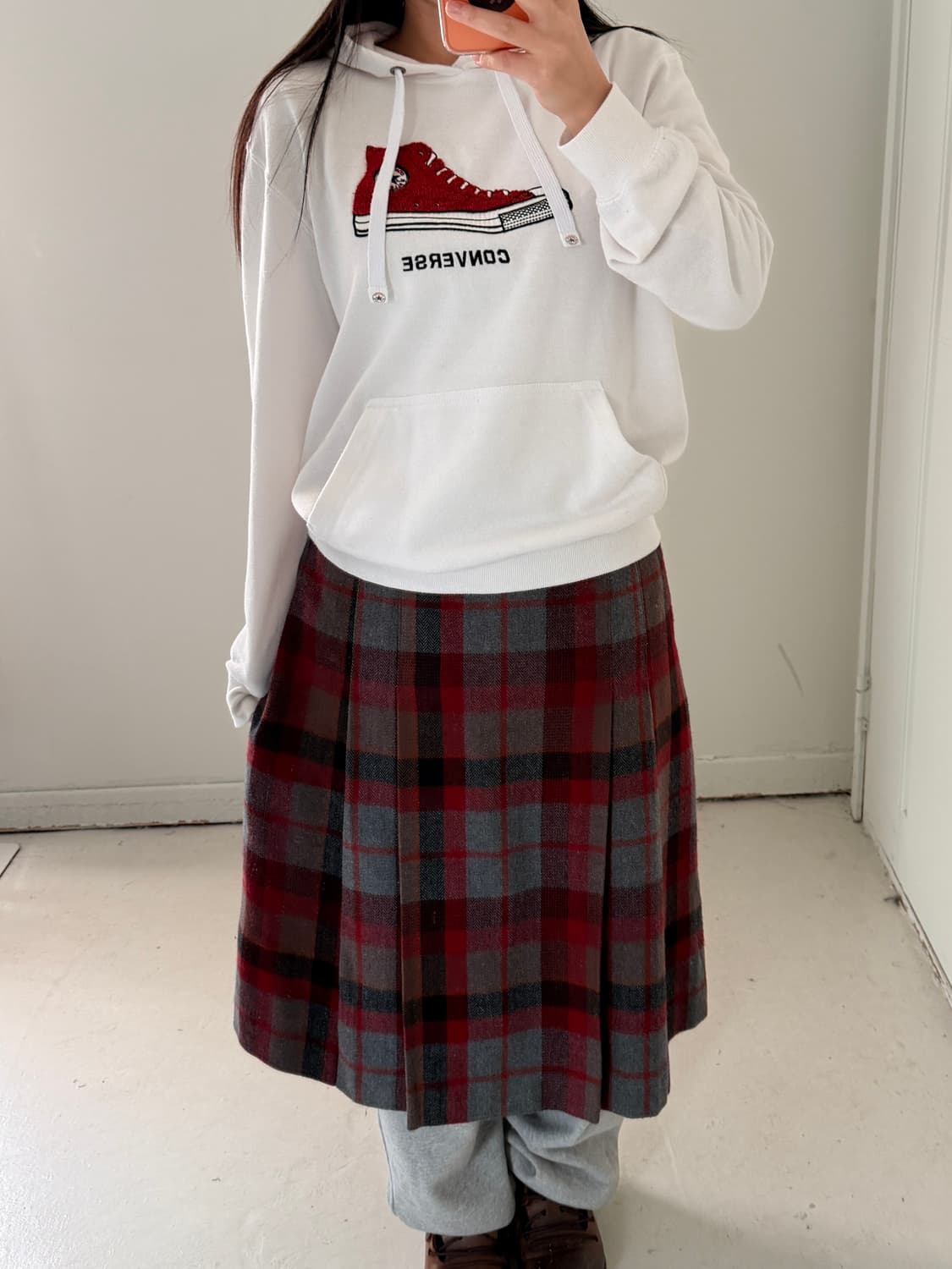 일본빈티지 울 체크 플리츠 스커트 상품이미지4