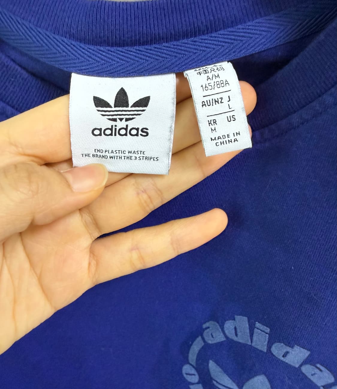 아디다스 오리지널 그래픽 블루 크롭 반팔티 상품이미지3