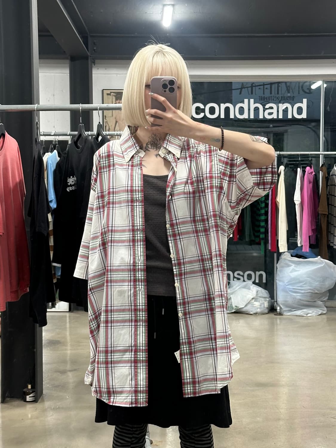 폴로 랄프로렌 체크 반팔 오버핏 셔츠 상품이미지2