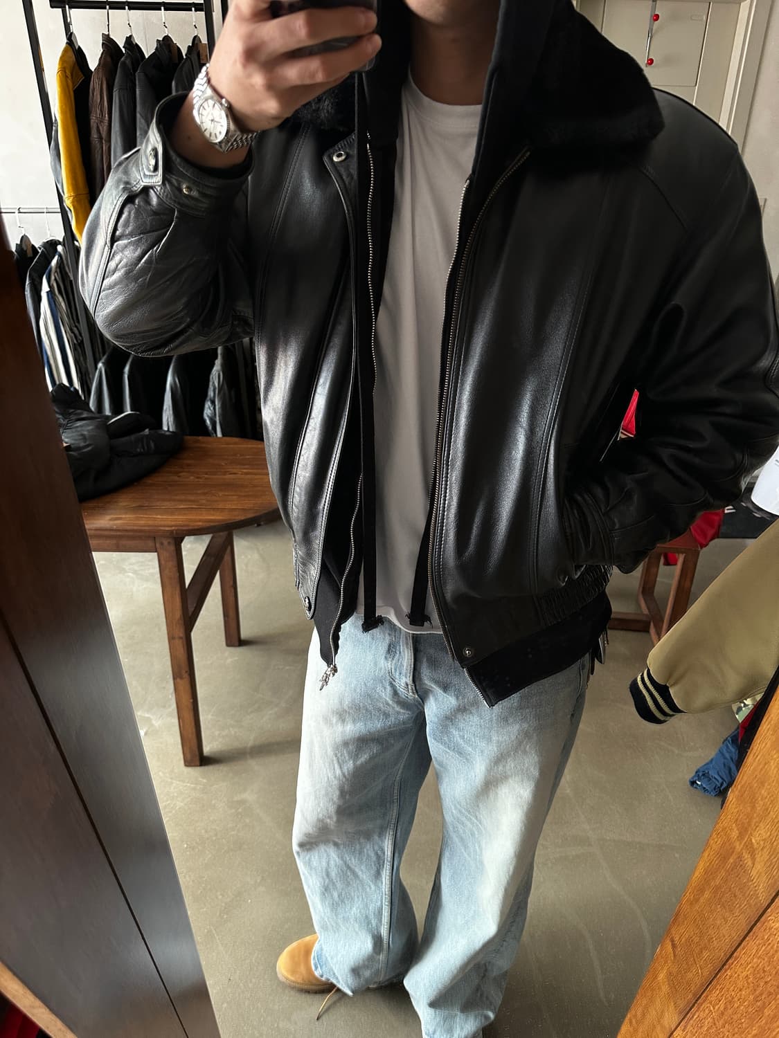 INISSI 빈티지 레더 블루종 자켓 상품이미지4