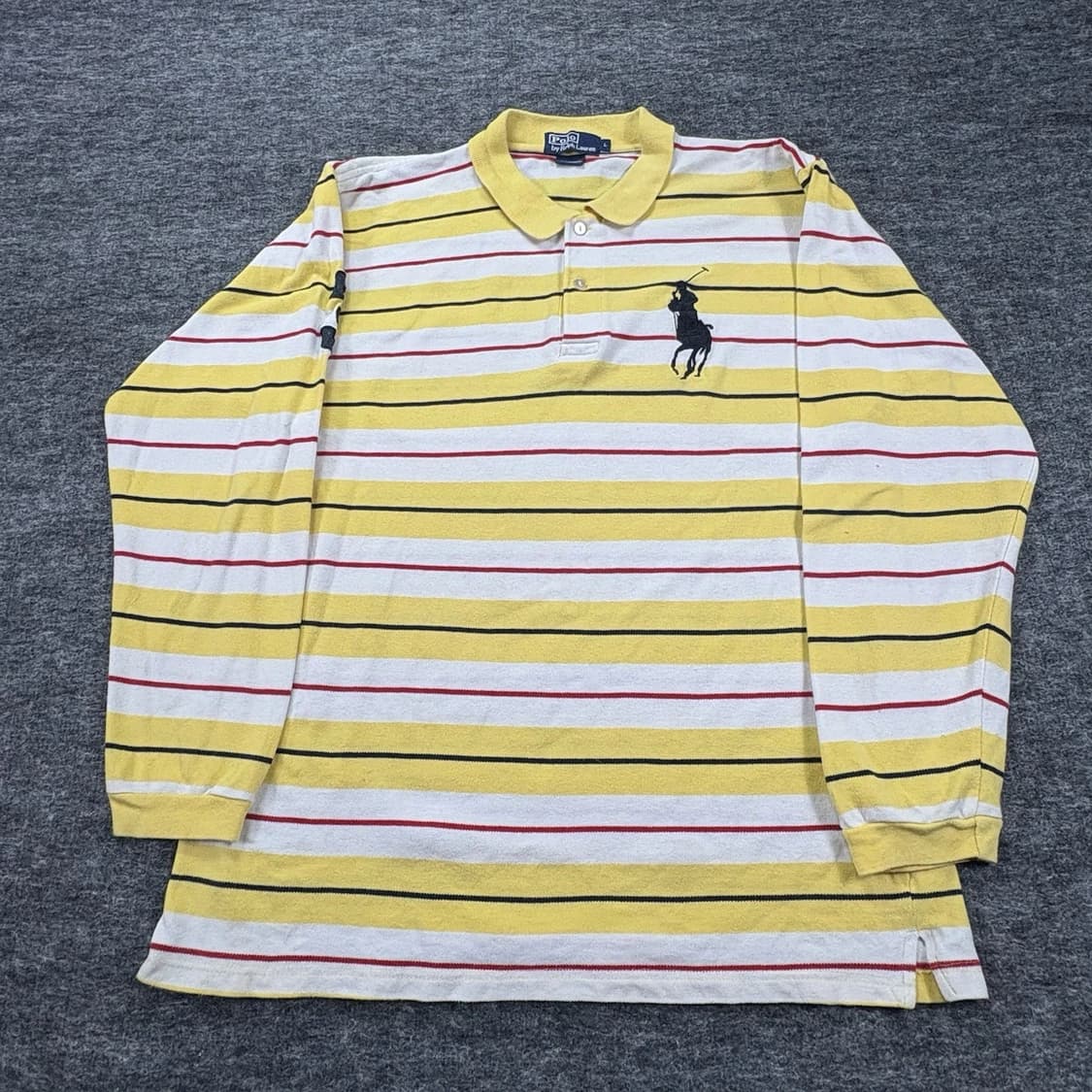 폴로 랄프로렌 옐로우 스트라이프 빅포니 긴팔 카라티 상품이미지1