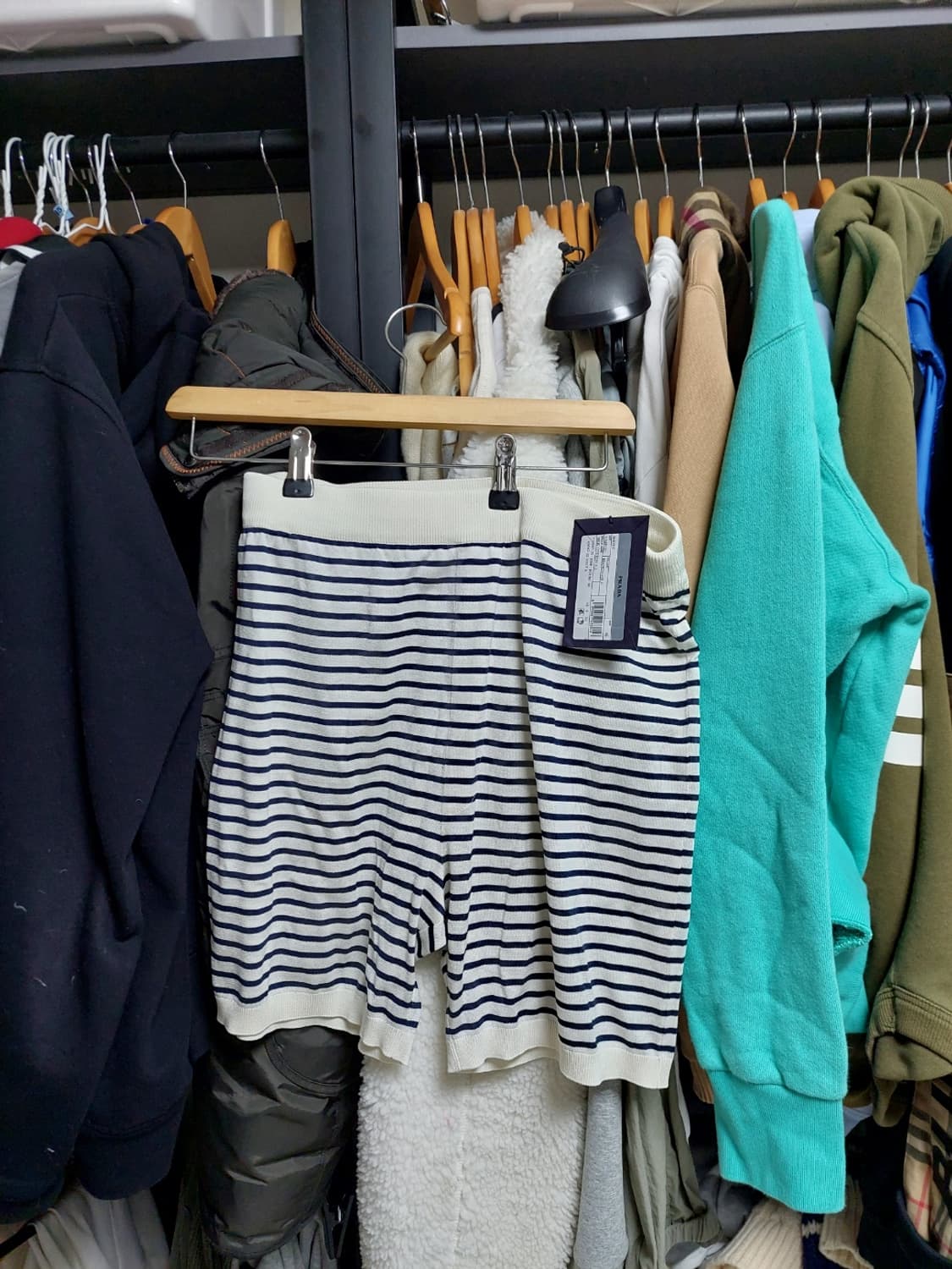 프라다 실크 네이비화이트 스트라이프 쇼츠 46 백화점판 상품이미지10