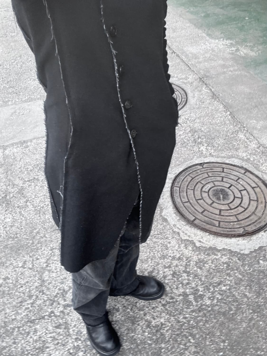 NOID 노아이디 로우엣지 커팅 울 후드 코트 상품이미지1