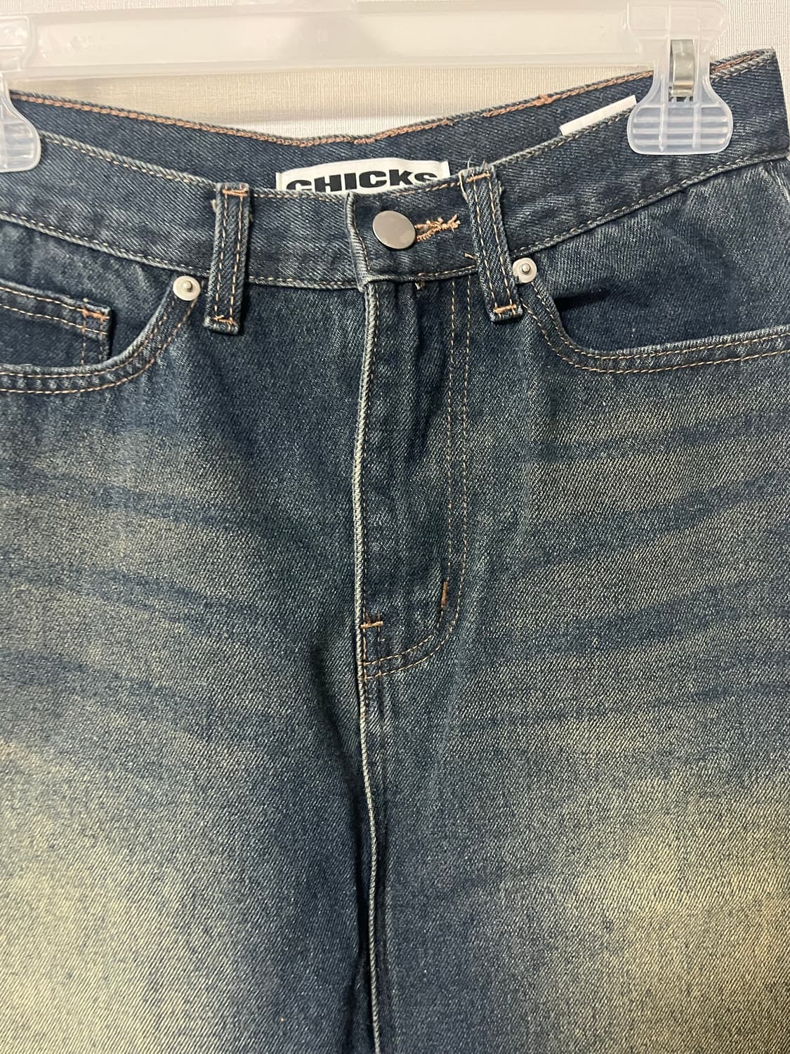 칙스 빈티지 워싱 데님 롱스커트 중청 상품이미지3