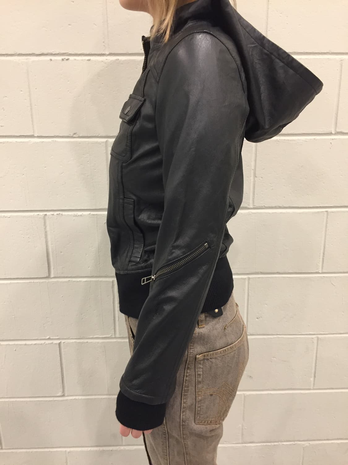 ozoc 레더 후드 자켓 상품이미지4