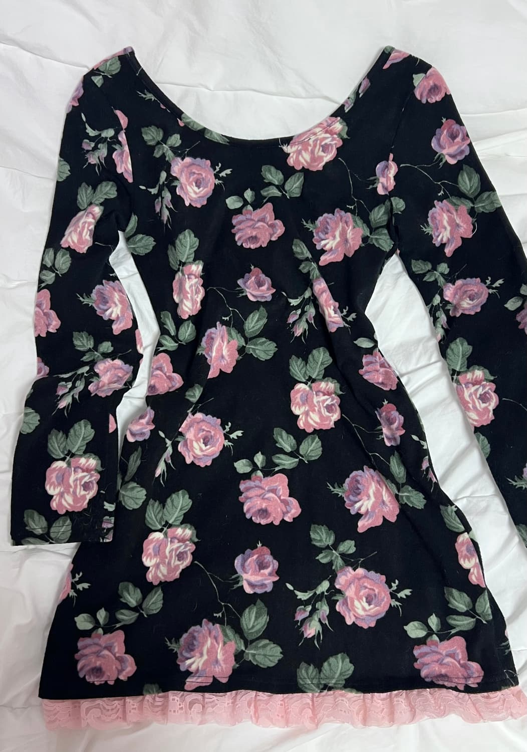 Shakeshake 로즈 빈티지 블랙 핑크 리본 미니 원피스 상품이미지3