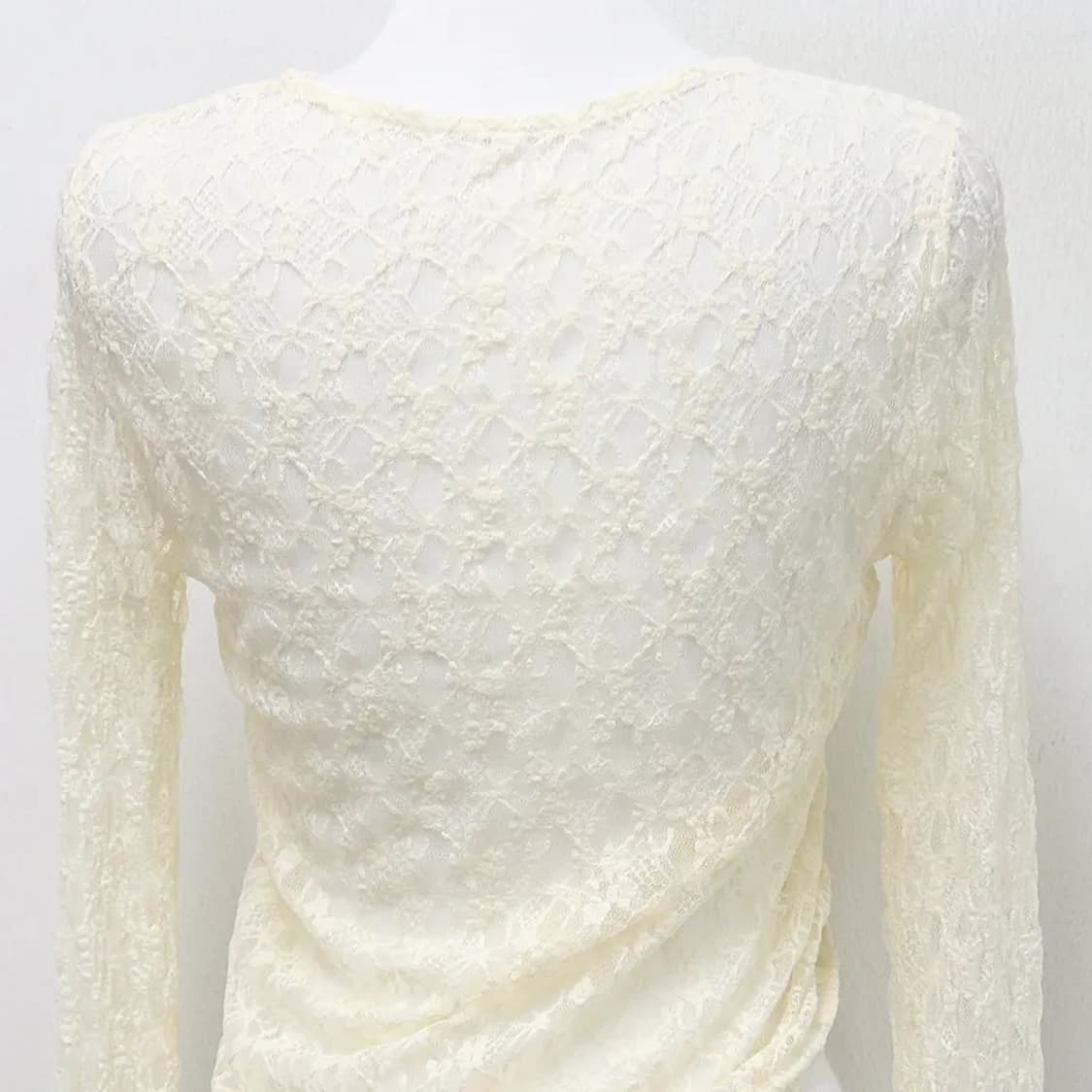 레이스 시스루 셔링 긴팔 티셔츠 66366 상품이미지6