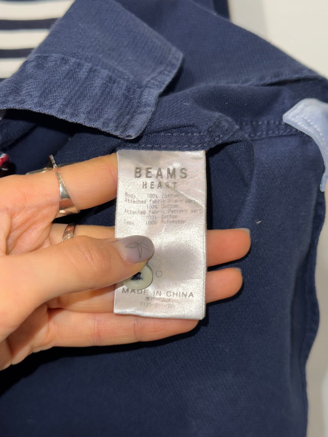 BEAMS 네이비 7부 셔츠 상품이미지4