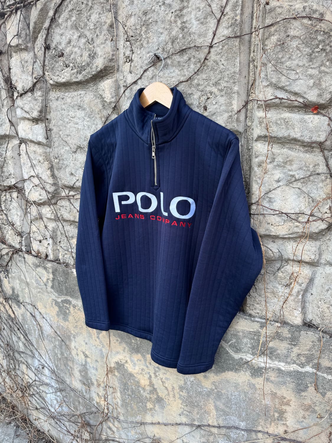 폴로 진스 랄프로렌 빈티지 자수 로고 퀼팅 풀오버 집업 맨투맨 상품이미지3