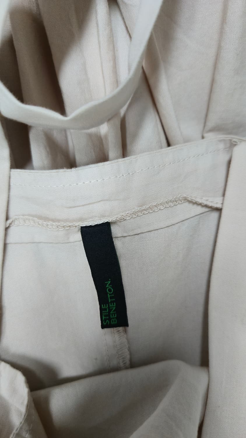 베네통 핀턱 롱 원피스 M 라이트 베이지 나시 뷔스티에 플레어 상품이미지6