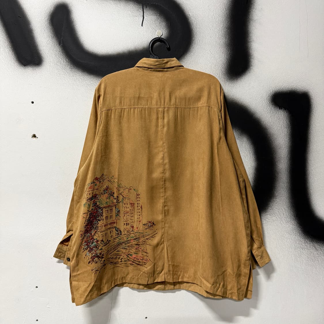 VTG 빈티지 오버사이즈 스웨이드 웨스턴 포인트 프린팅 패턴 긴팔 셔츠 상품이미지2