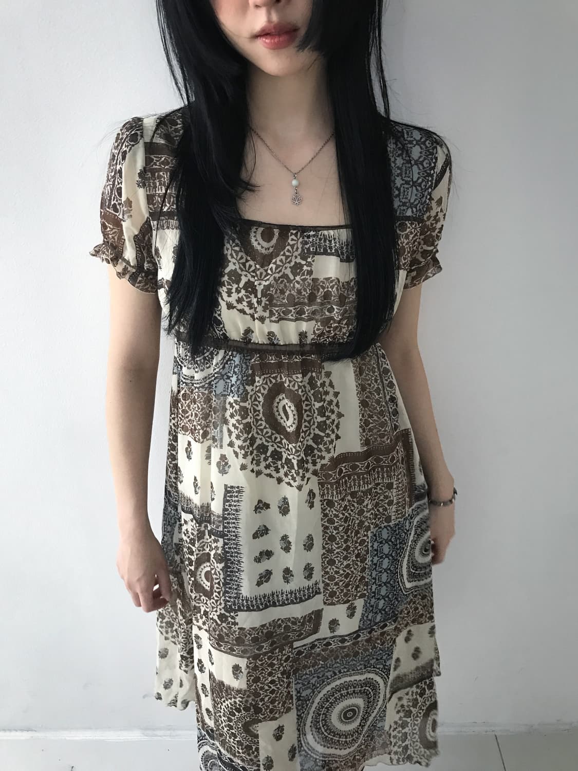 Bohemian Square Neck Dress 상품이미지4