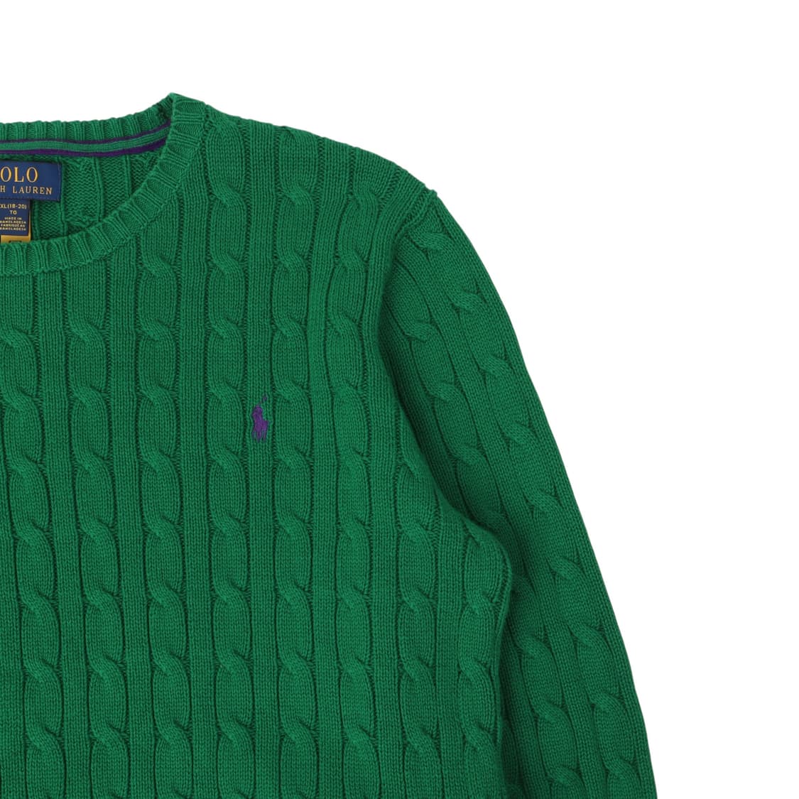 폴로 랄프로렌 QR 그린 코튼 케이블 니트 상품이미지3