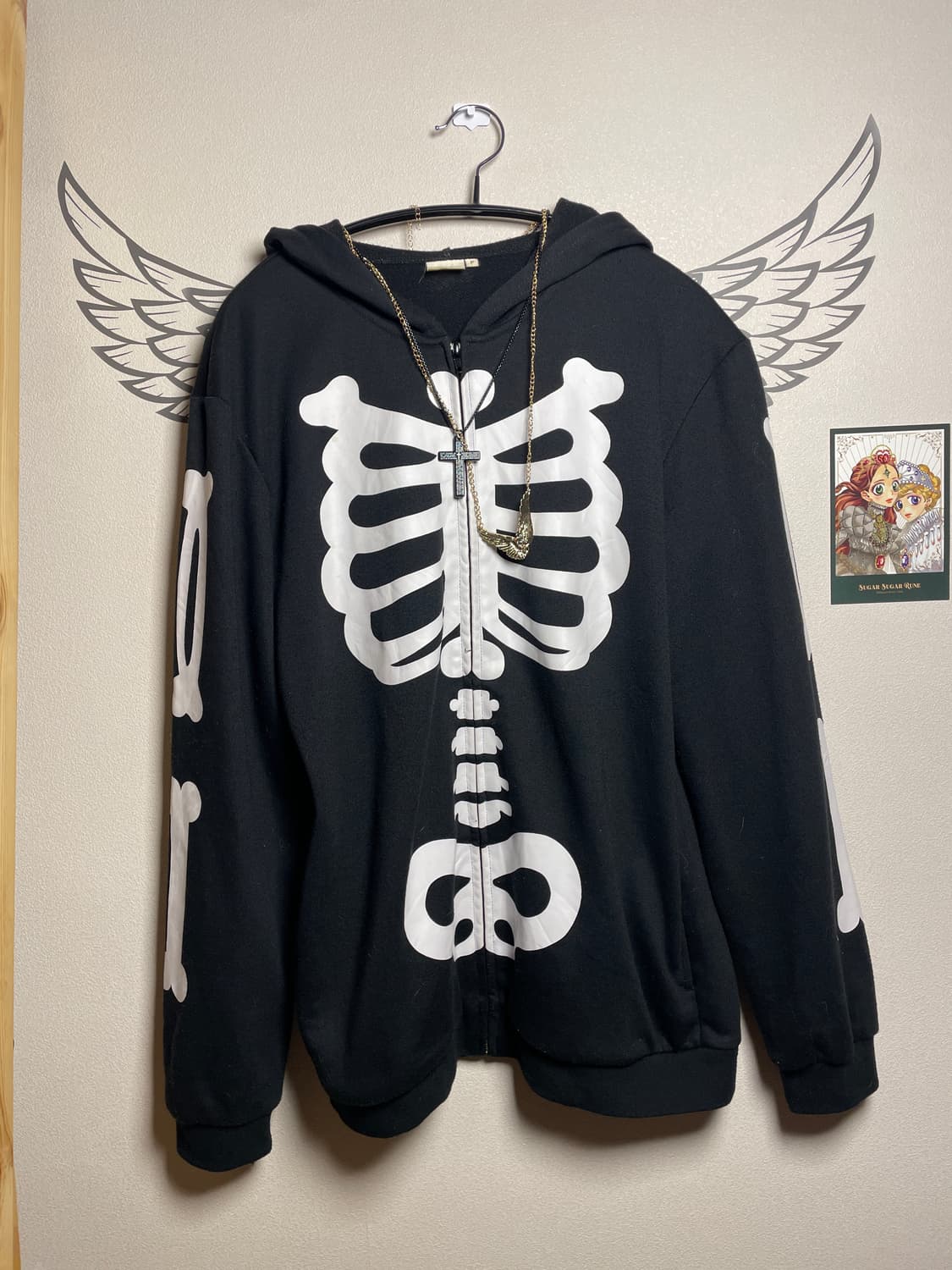 빈티지 펑크 스컬 네코 후드집업 상품이미지2