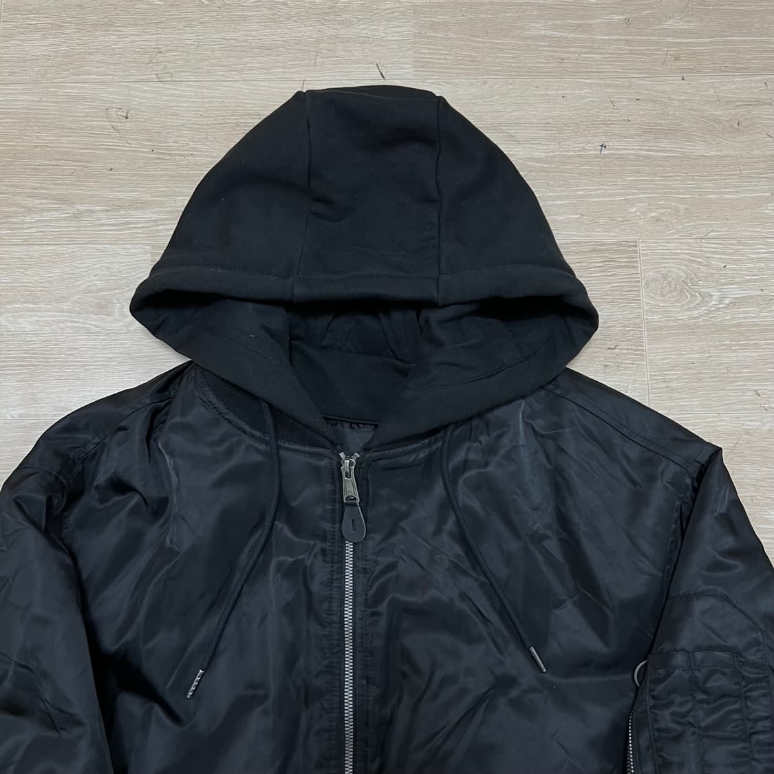 스파오 후드 레이어드 MA-1 항공점퍼 봄버자켓 [블랙] L/100 상품이미지2