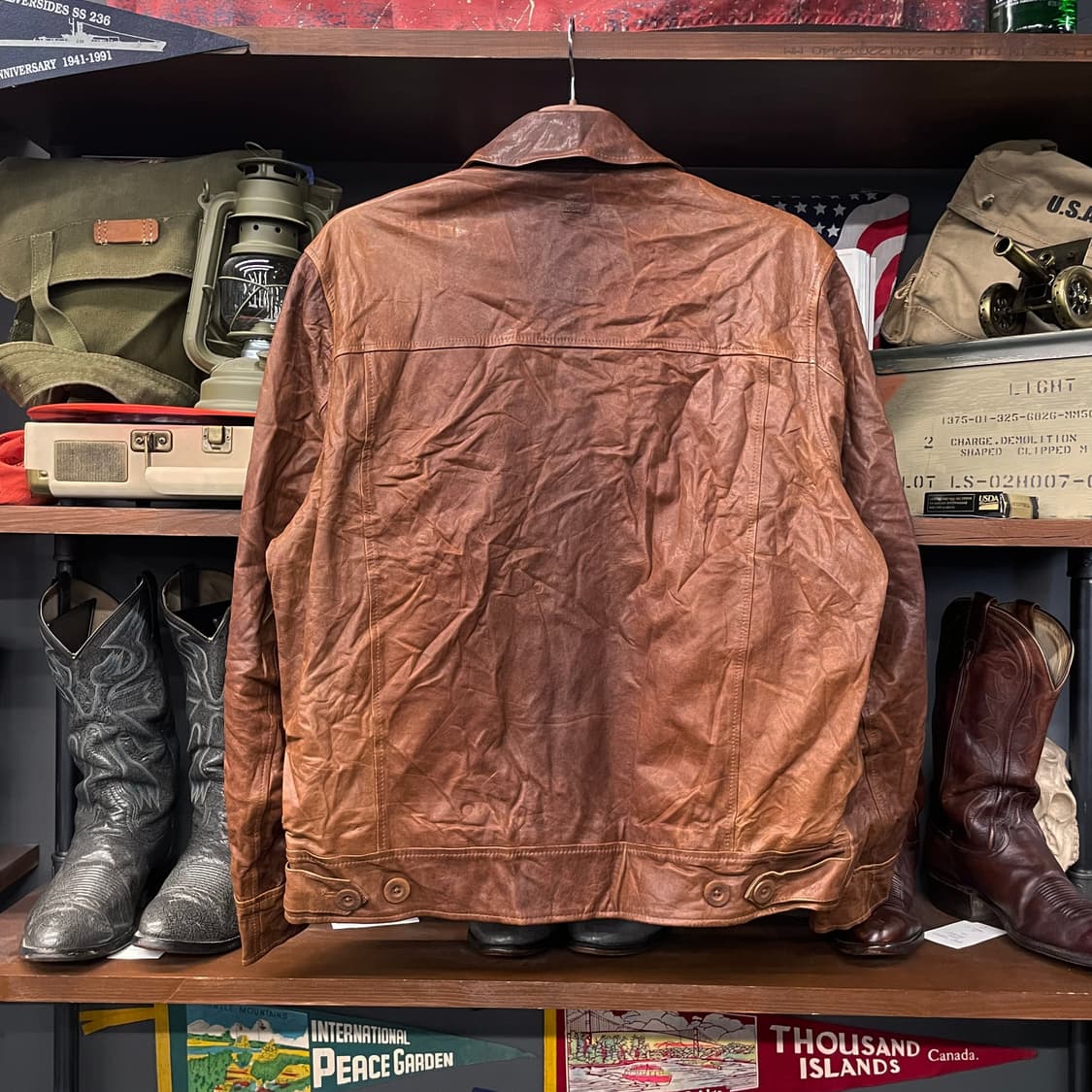 90s 팀버랜드 올드 레더 램스킨 가죽 자켓 상품이미지2