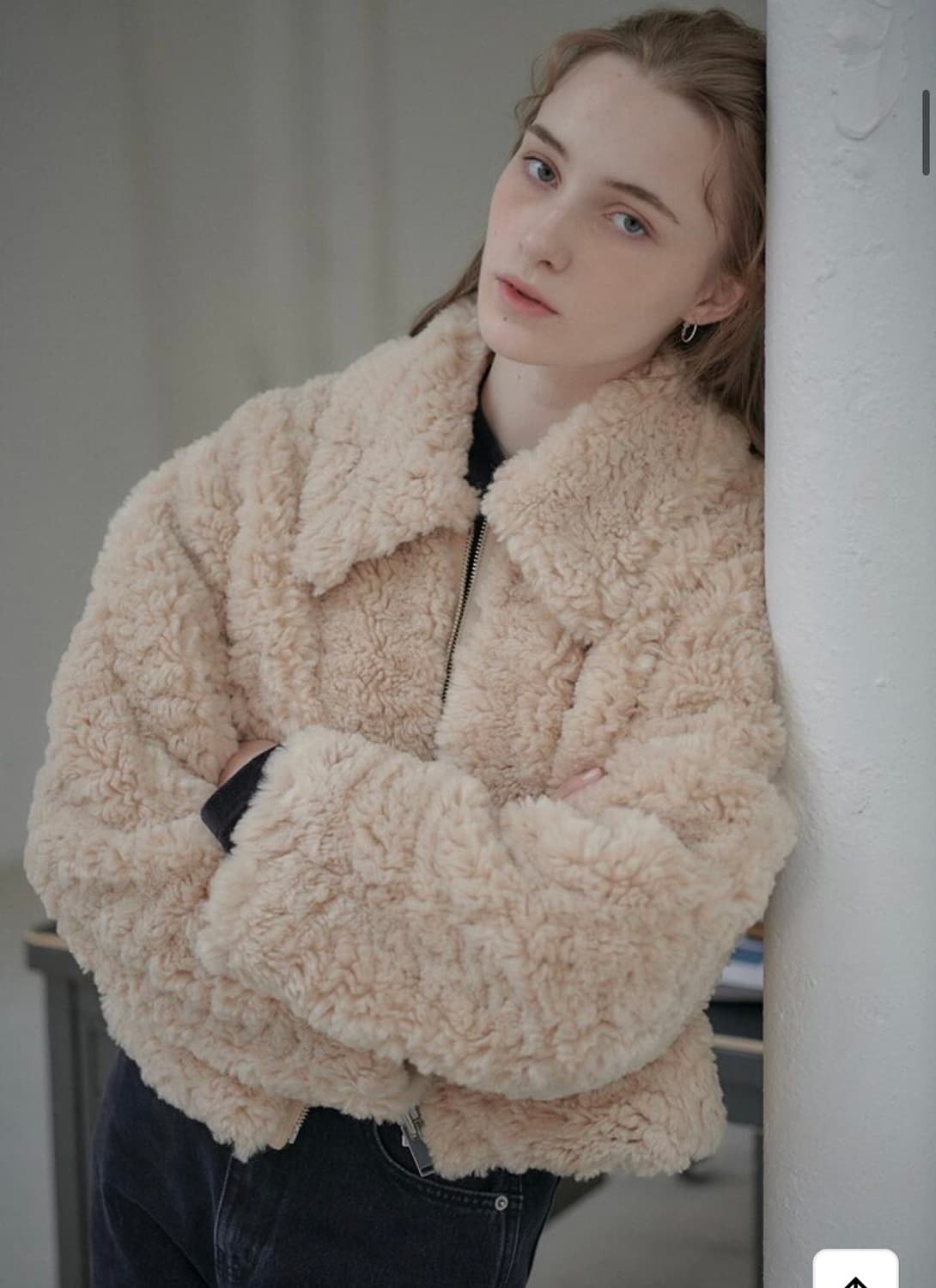 (W) 루에브르 포우 퍼 집업 자켓 라이트 베이지 상품이미지3