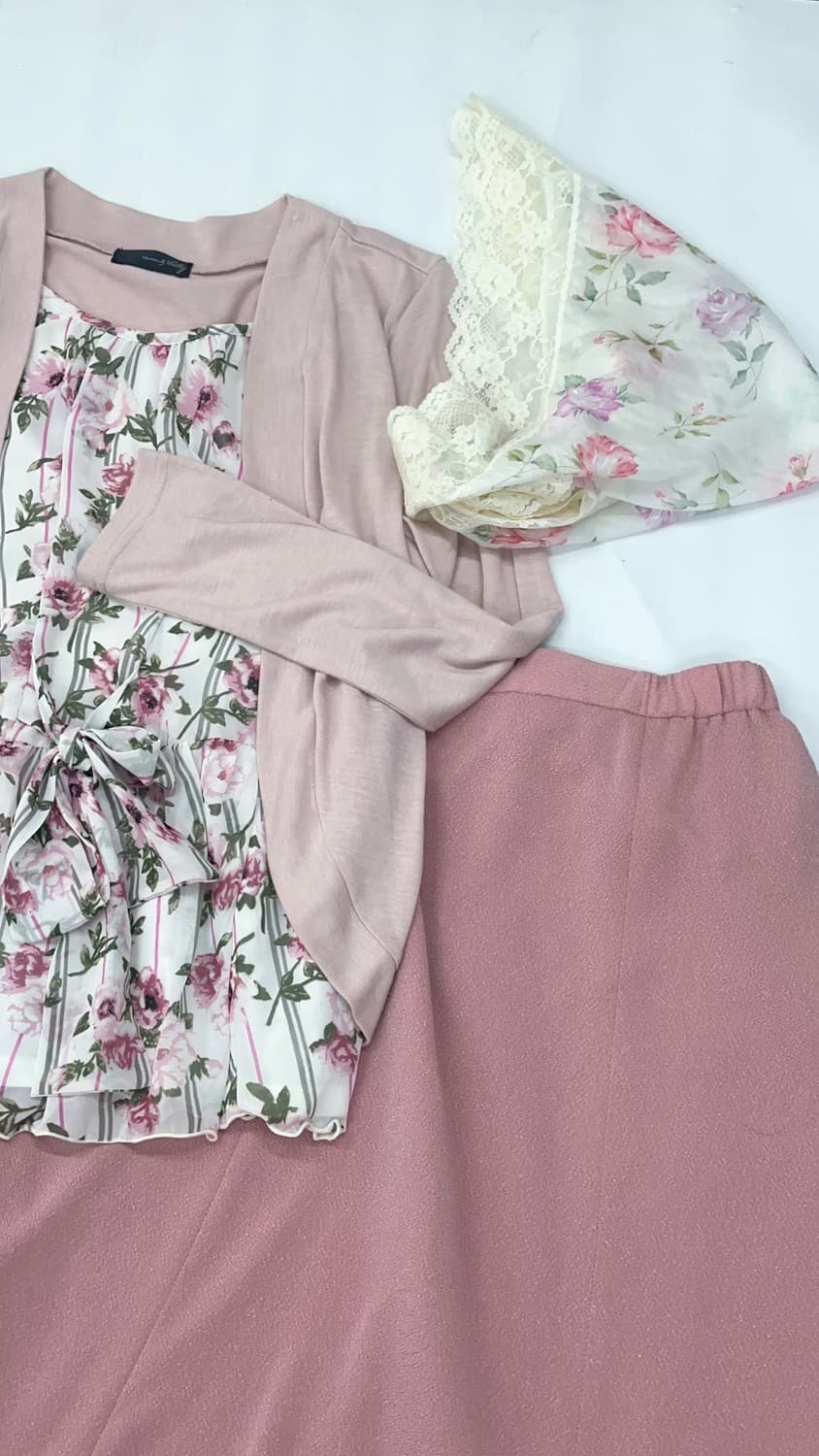 🌷다가올 봄을 기다리며 🌷 코디세트핑크 플라워 러블리 스카프 레이어드 상품이미지2