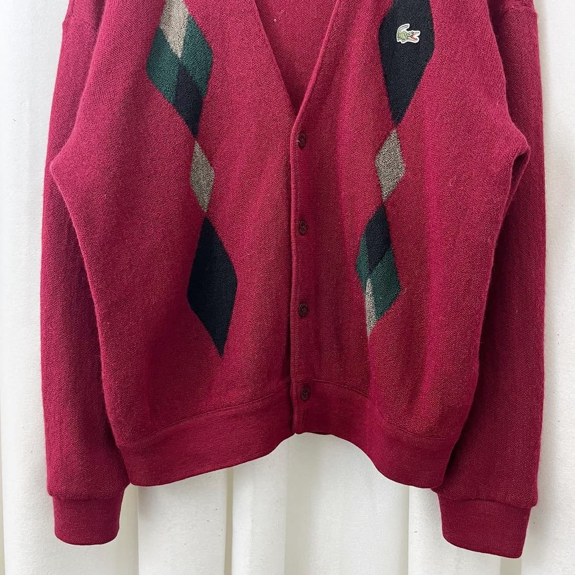 라코스테 레드 패턴 모 브이넥 가디건 상품이미지4