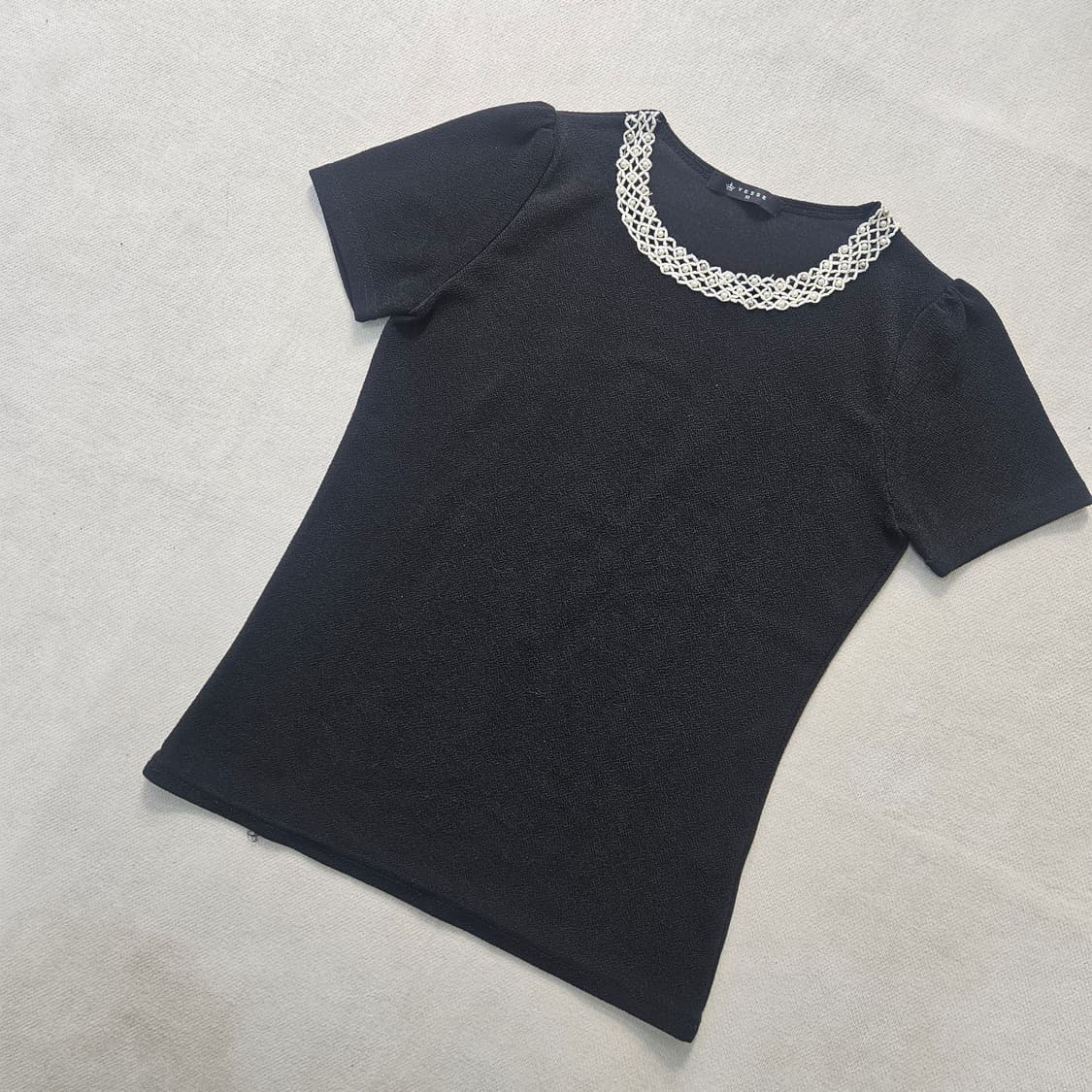 90 YESSE 레이스포인트 반팔 니트 0402Y 상품이미지1