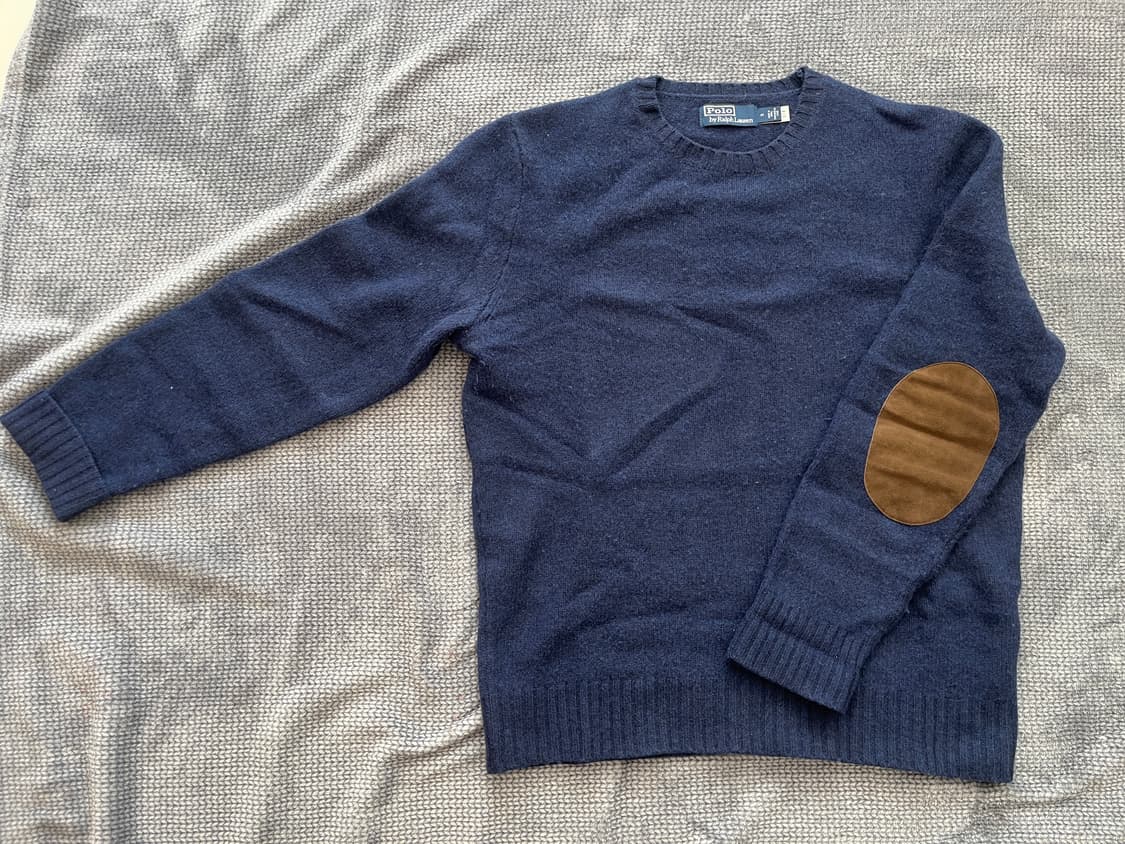 [M]폴로 엘보 스웨이드 패치 니트 판매 상품이미지1