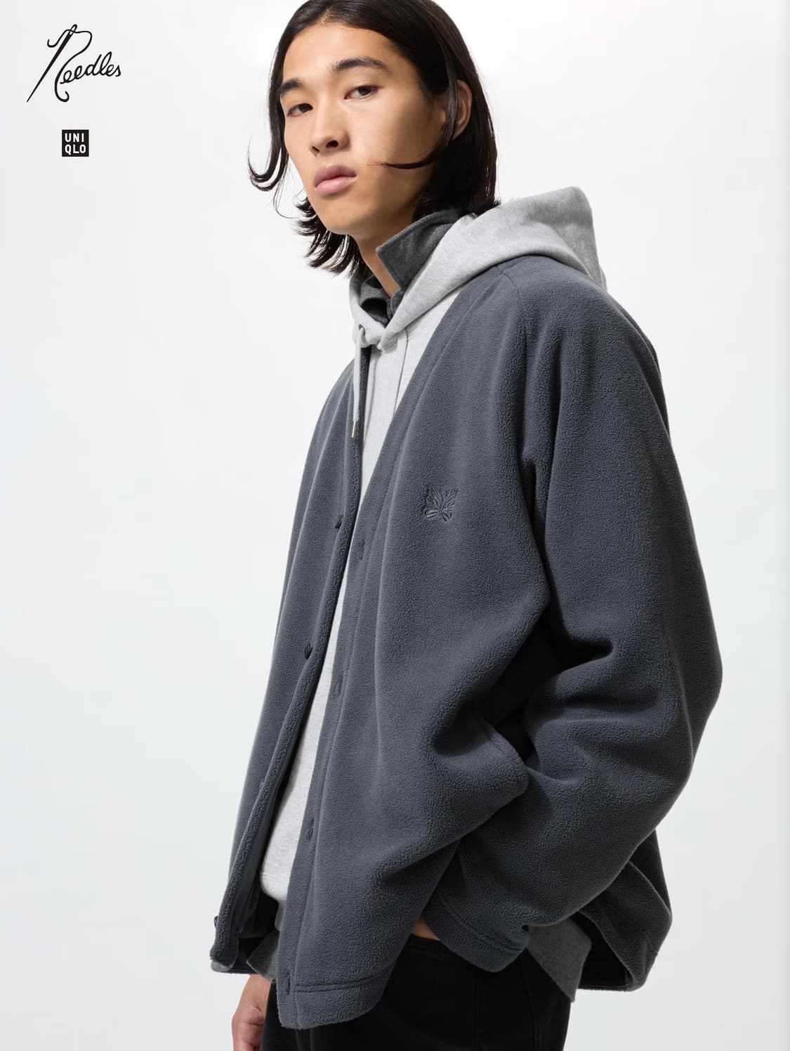 유니클로 니들스 콜라보 후리스오버사이즈 가디건 (다크 그레이) 상품이미지2