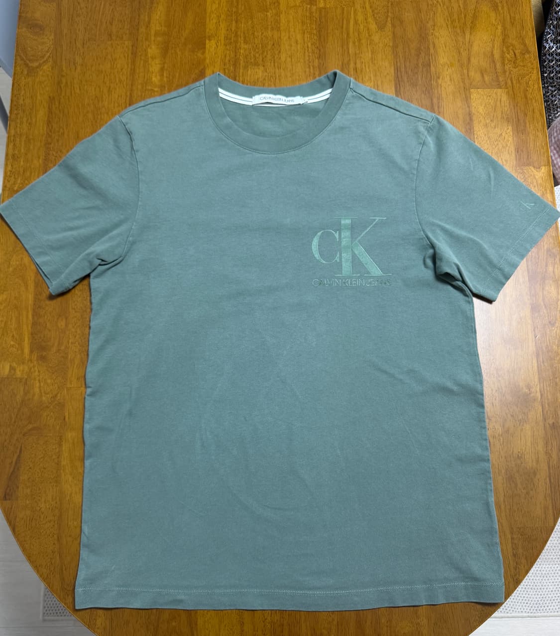 [100] 캘빈클라인 로고 피그먼트 티셔츠 그린 상품이미지1