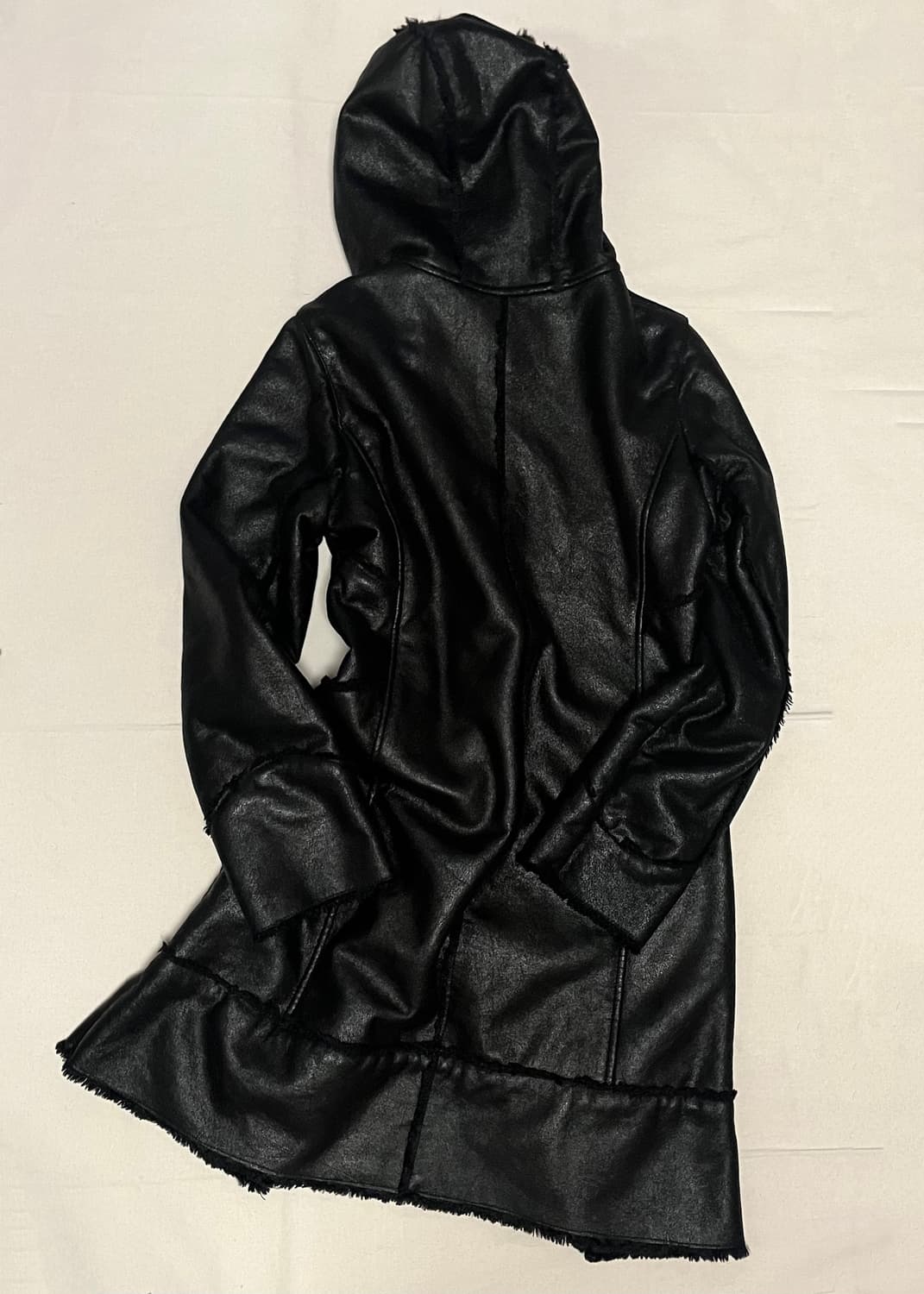 black leather fur hoodie coat 상품이미지6