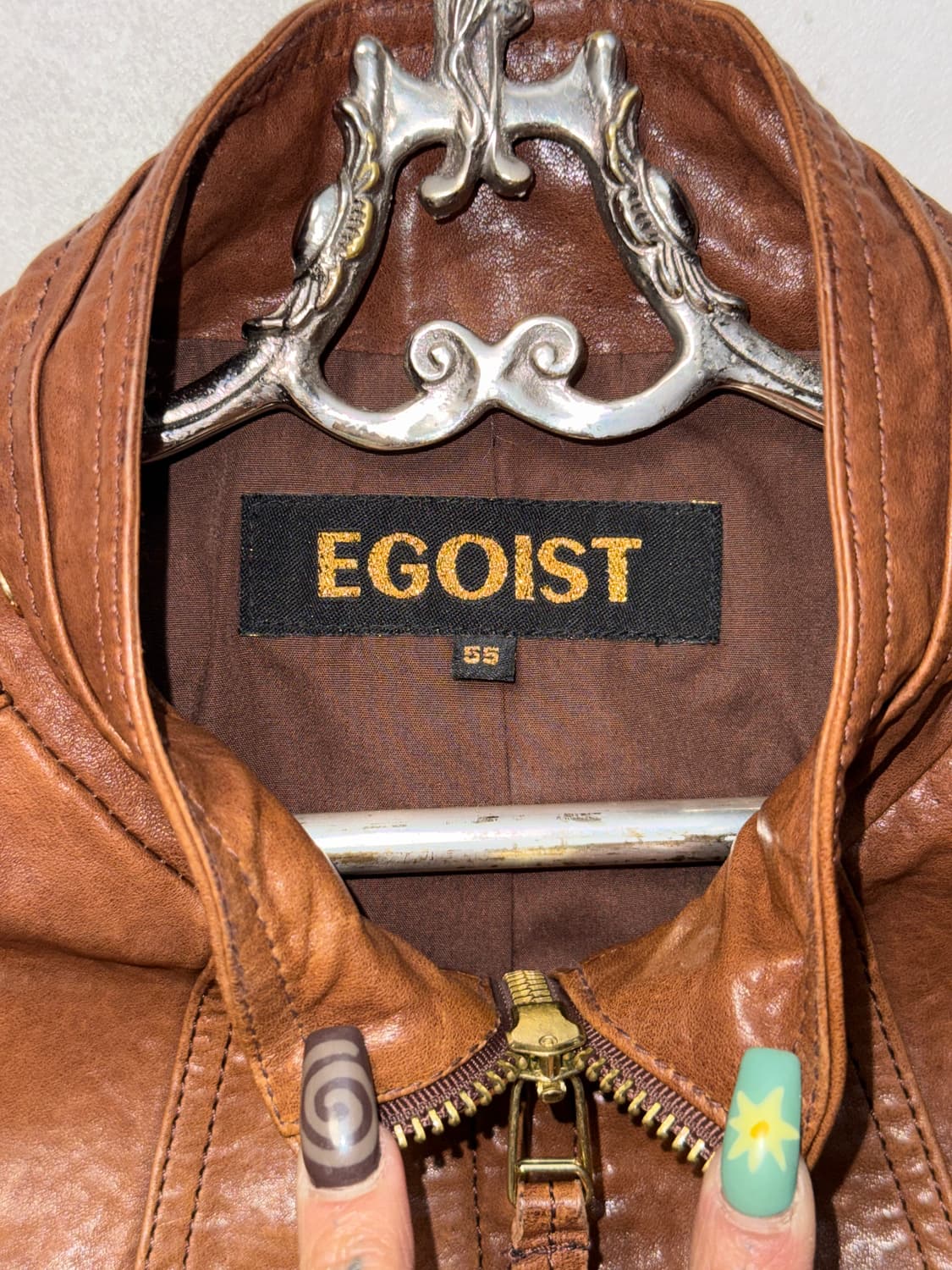 Egoist brown lamb skin line zipper jk 상품이미지4