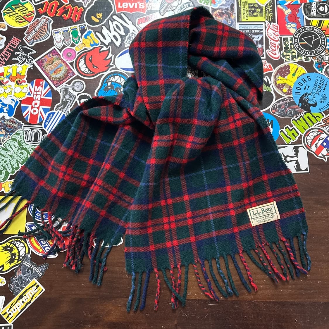 90s 엘엘빈 타탄 체크 램스울 머플러 상품이미지1