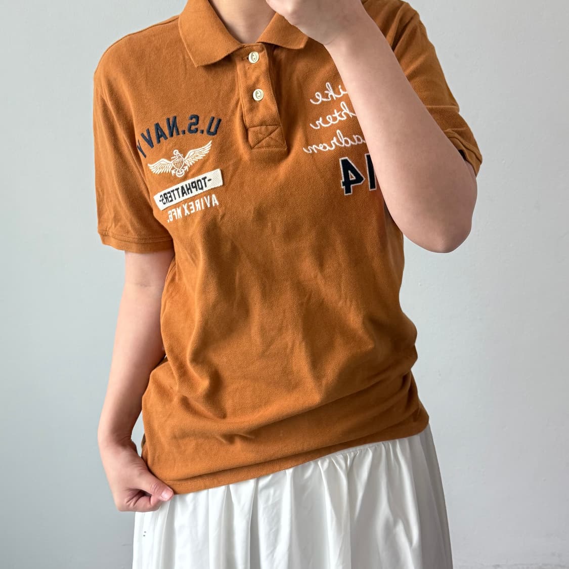 [L] 아비렉스 자수 카라티셔츠 상품이미지1