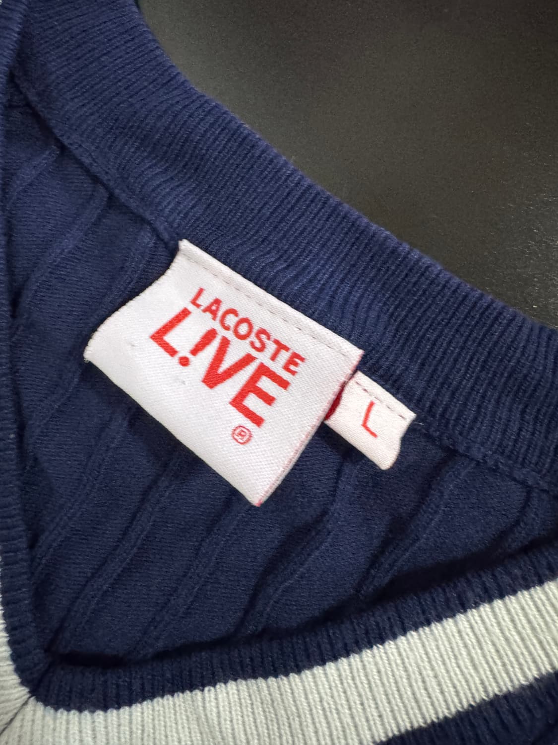여성 라코스테 라이브 브이넥 케이블 니트 네이비 상품이미지3