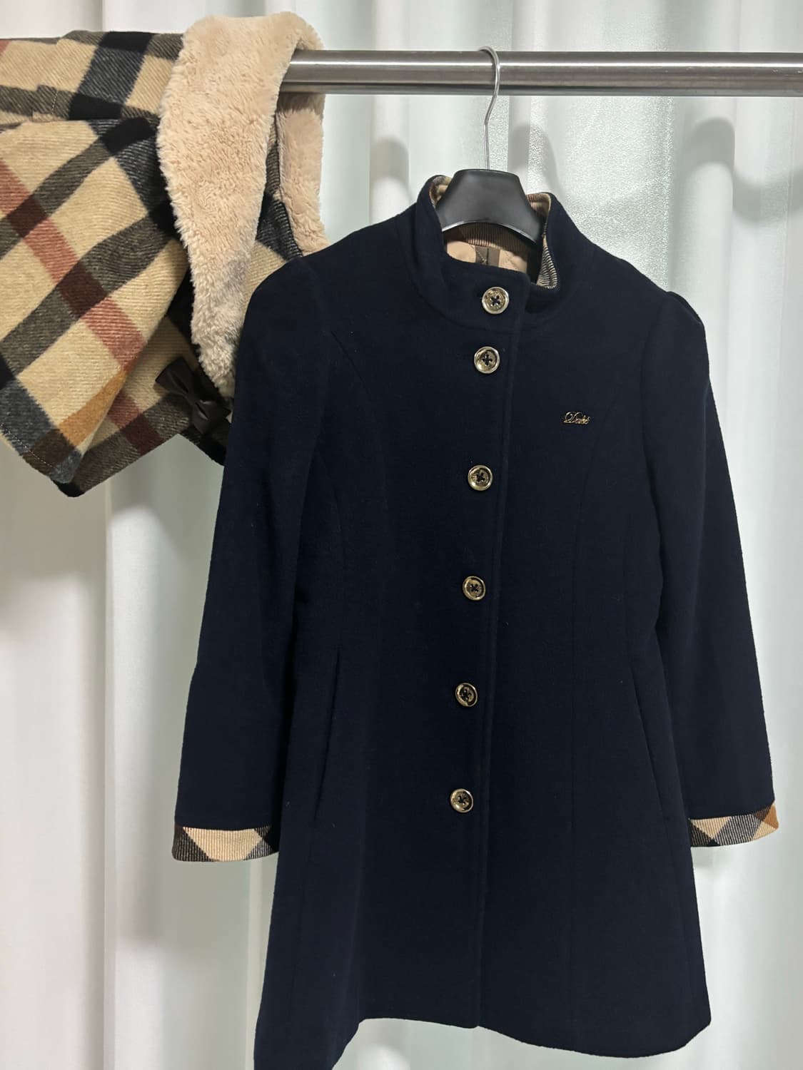 닥스 키즈 네이비 & 체크 퍼코트 130 상품이미지2