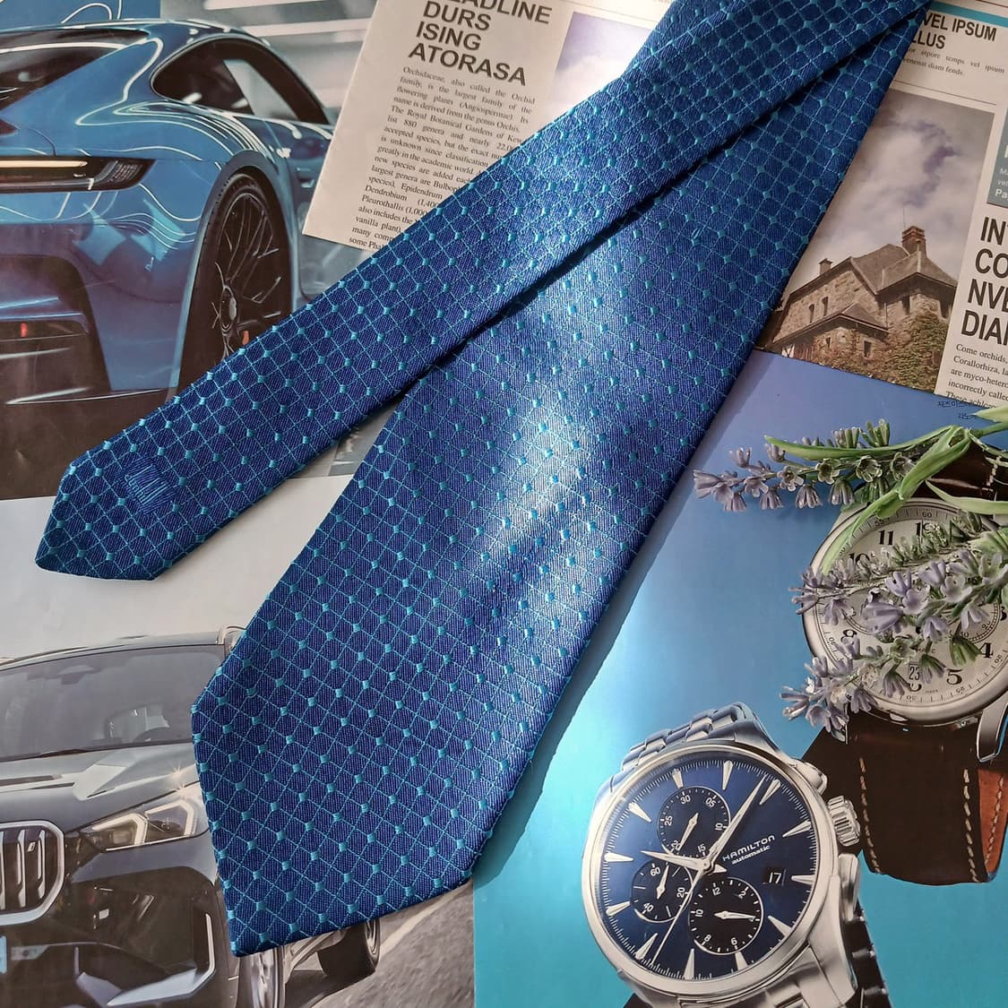 던힐 실크 블루 자카드 패턴 넥타이 9.5cm A+등급 A18845
 상품이미지3